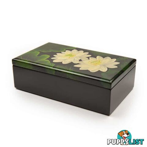 Lacquer Painting Rectangle Trinket Box - Flower 20cm