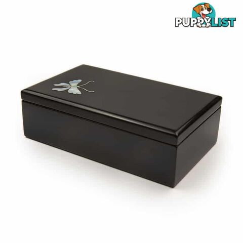 Lacquer Painting Rectangle Trinket Box - Butterfly 16cm