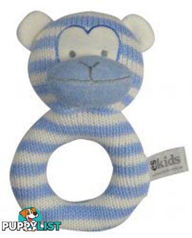 ES Kids - Blue Knitted Monkey Ring Rattle