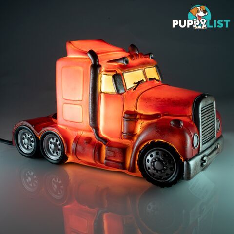 Red Metal Look Truck LED Table Lamp