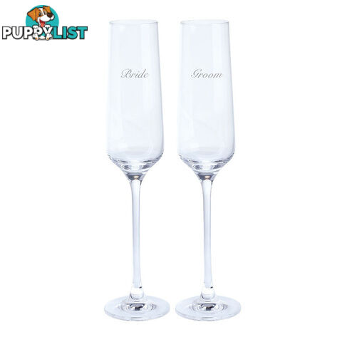 Dartington Crystal Bride And Groom Flute Pair