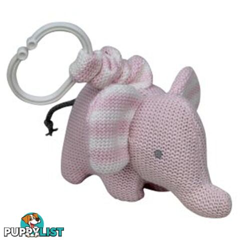 ES Kids - Pink Knitted Elephant Pram Toy