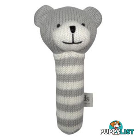 ES Kids - Grey Knitted Bear Stick Rattle