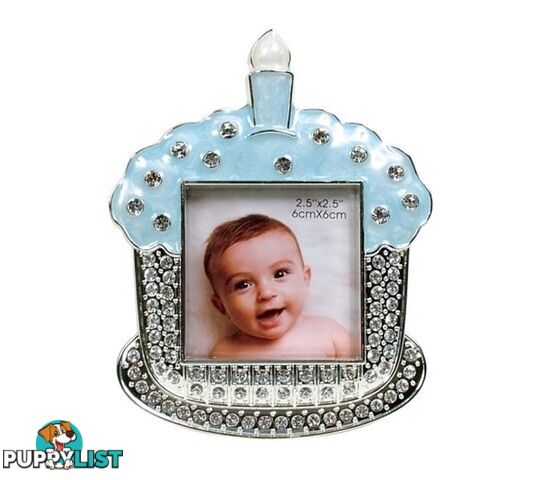 Dakota â Silver Plated First Birthday Cupcake Photo Frame Blue