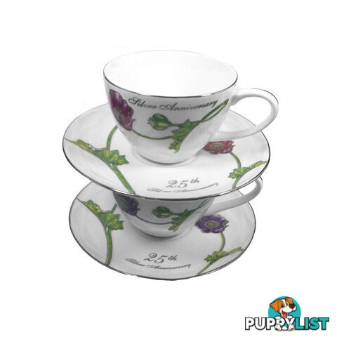 25th Anniversary Tea Cups & Saucers