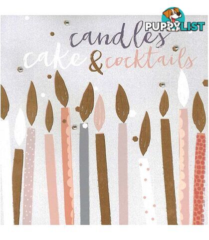 Blush Greeting Card with Gems â Candles, Cake and Cocktails