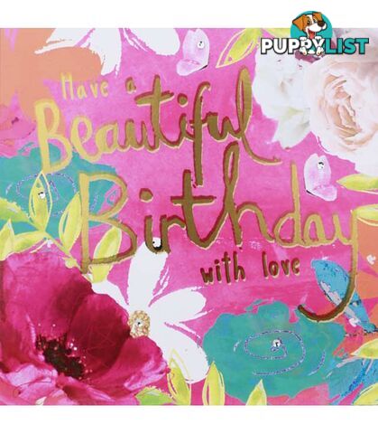 Birthday Card â Have a Beautiful Birthday - Botanicals Greeting Card with Gems