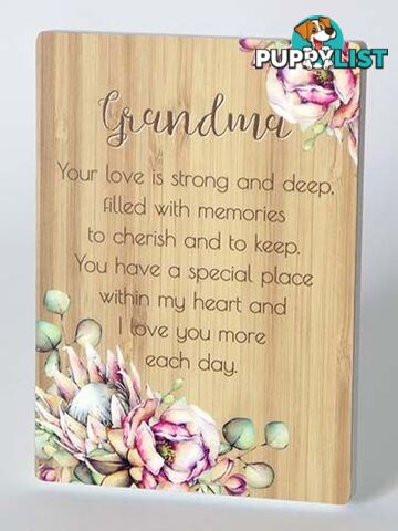 Bunch Of Joy Sentiment Plaque 18x13cm Grandma