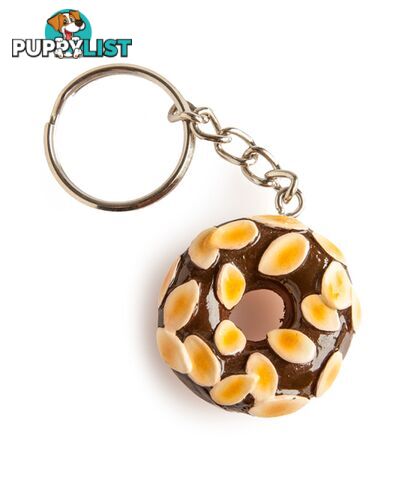 Chocolate and Almonds Doughnut Hand-painted Keychain