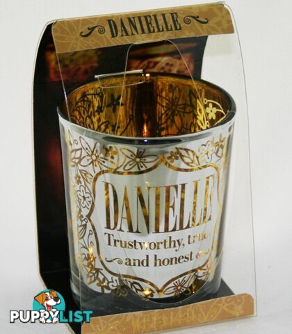 Metallics Personalised Candle Pot with Name Meaning â Danielle