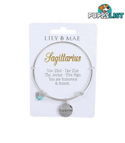 Personalised Bangle with Silver Charm â Sagittarius