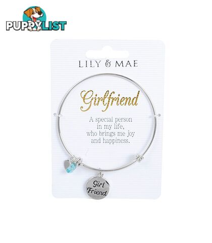 Personalised Bangle with Charm - Girlfriend