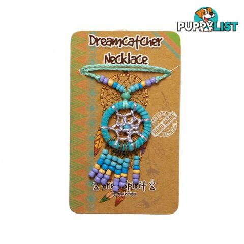 Handmade Dreamcatcher Necklace Aqua