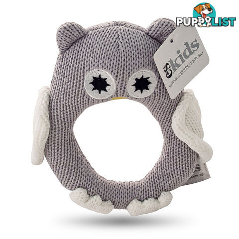 ES Kids - Grey Knitted Owl Ring Rattle