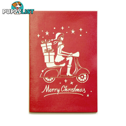 Pop-Up Card - Merry Christmas Scooter 10 x 15 cm - Duc Quyen - 8935086014608