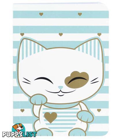 Mani The Lucky Cat â Small Notebook â Light Blue (Cat028)