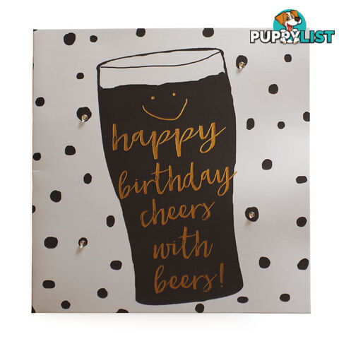 Classic Piano Birthday Card - "Happy Birthday cheers with beers!"