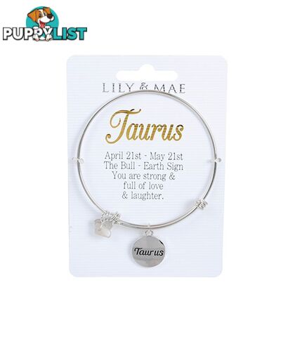 Personalised Bangle with Silver Charm â Taurus