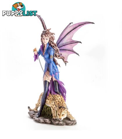 Fantasy Fairy Figurine - Executive Vampire Fairy with Pet Leopard