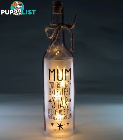 Mum Wishlight Bottle - You're the Brightest Star, You Guide Me Whenever I am Lost