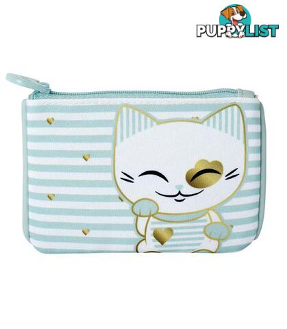 Mani The Lucky Cat â Coin Purse â Light Blue (Cat 028)