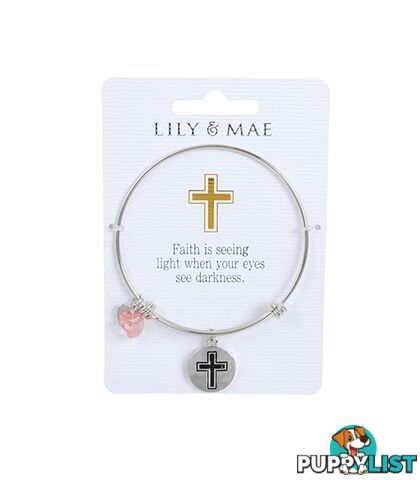 Personalised Bangle with Silver Charm â Cross Motif