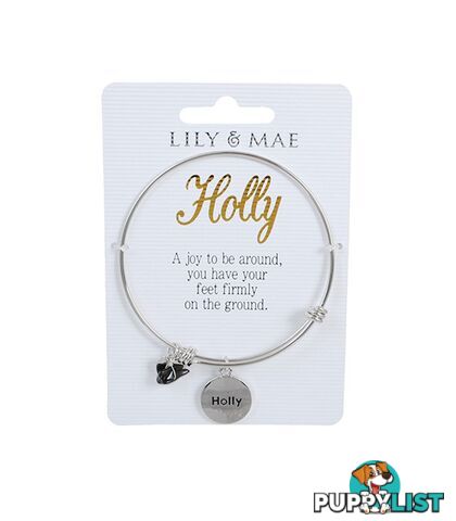 Personalised Bangle with Silver Charm â Holly