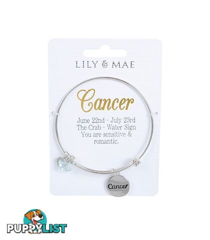 Personalised Bangle with Silver Charm â Cancer