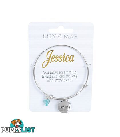 Personalised Bangle with Silver Charm â Jessica