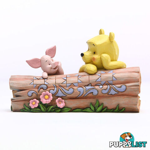 Disney Traditions - 10cm/3.8" Pooh and Piglet on a Log Figurine, Truncated Conversation - Disney Traditions - 0028399219292