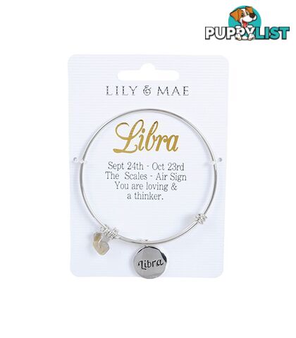 Personalised Bangle with Silver Charm â Libra