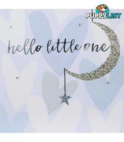 Blush Greeting Card with Gems â Hello Little One Baby Boy Card