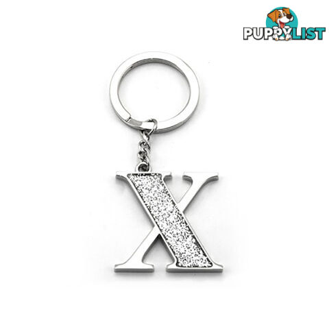 Whitehill Silver Glitter Initial Keyring X