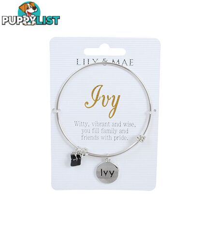 Personalised Bangle with Silver Charm â Ivy