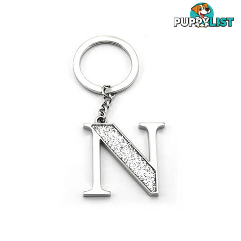 Whitehill Silver Glitter Initial Keyring N - 9315698058860