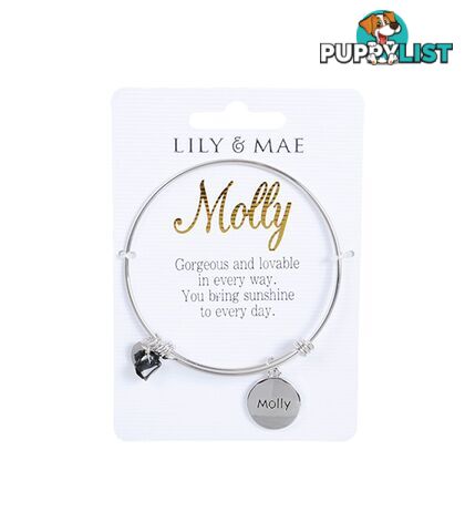 Personalised Bangle with Silver Charm â Molly