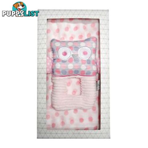 ES Kids - Pink Muslin and Owl Rattle 2 Pcs Gift Set