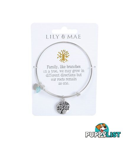 Personalised Bangle with Silver Charm â Tree Motif