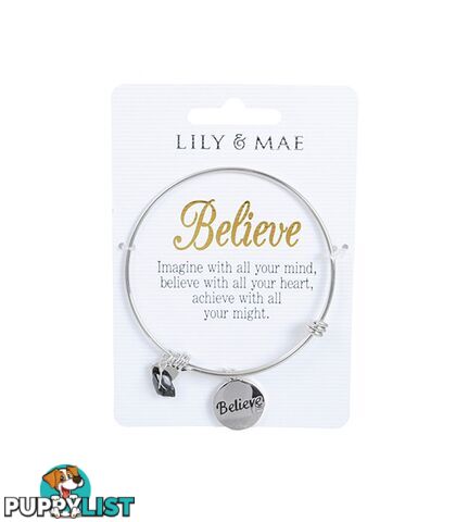 Personalised Bangle with Silver Charm â Believe