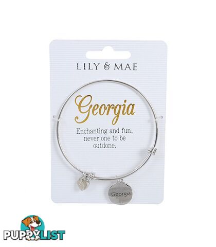 Personalised Bangle with Silver Charm â Georgia