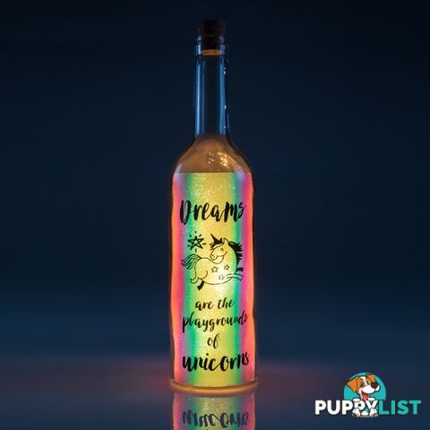 Dream Iridescent Wishlight Bottle - Dreams are the Playgrounds of Unicorns