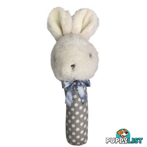 ES Kids - Fluffy Bunny Stick Rattle - Grey