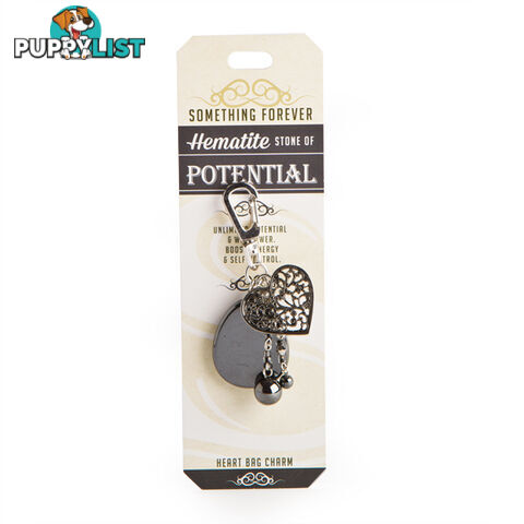 Something Forever â Hematite Heart Bag Charm â Stone of Potential