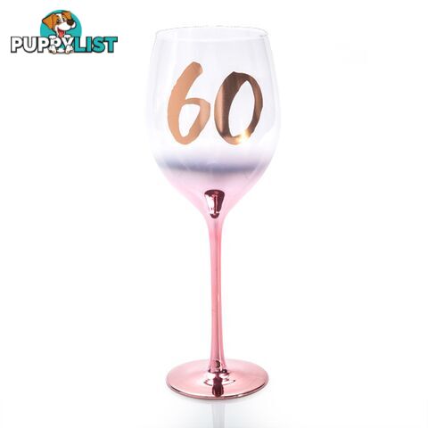 60th Birthday Blush Wine Glass - 9318051128910