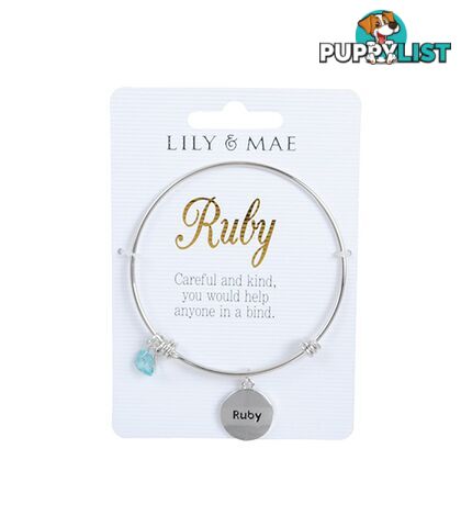 Personalised Bangle with Charm â Ruby