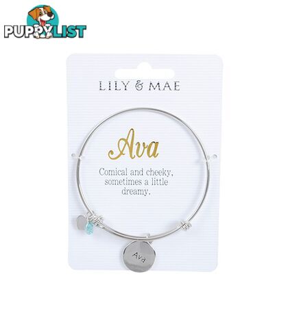 Personalised Bangle with Silver Charm â Ava