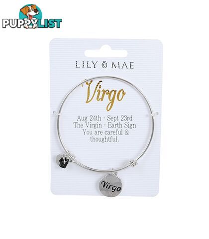 Personalised Bangle with Silver Charm â Virgo