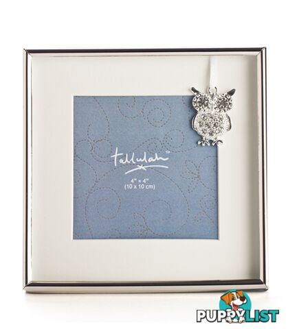 Silver Baby Photo Frame with Diamante Encrusted Owl Charm