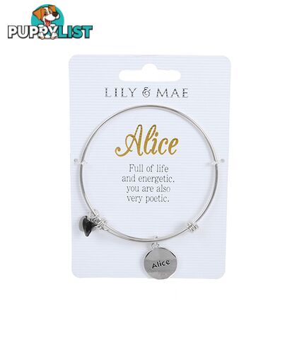 Personalised Bangle with Silver Charm â Alice