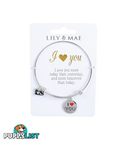 Personalised Bangle with Silver Charm â I Love You